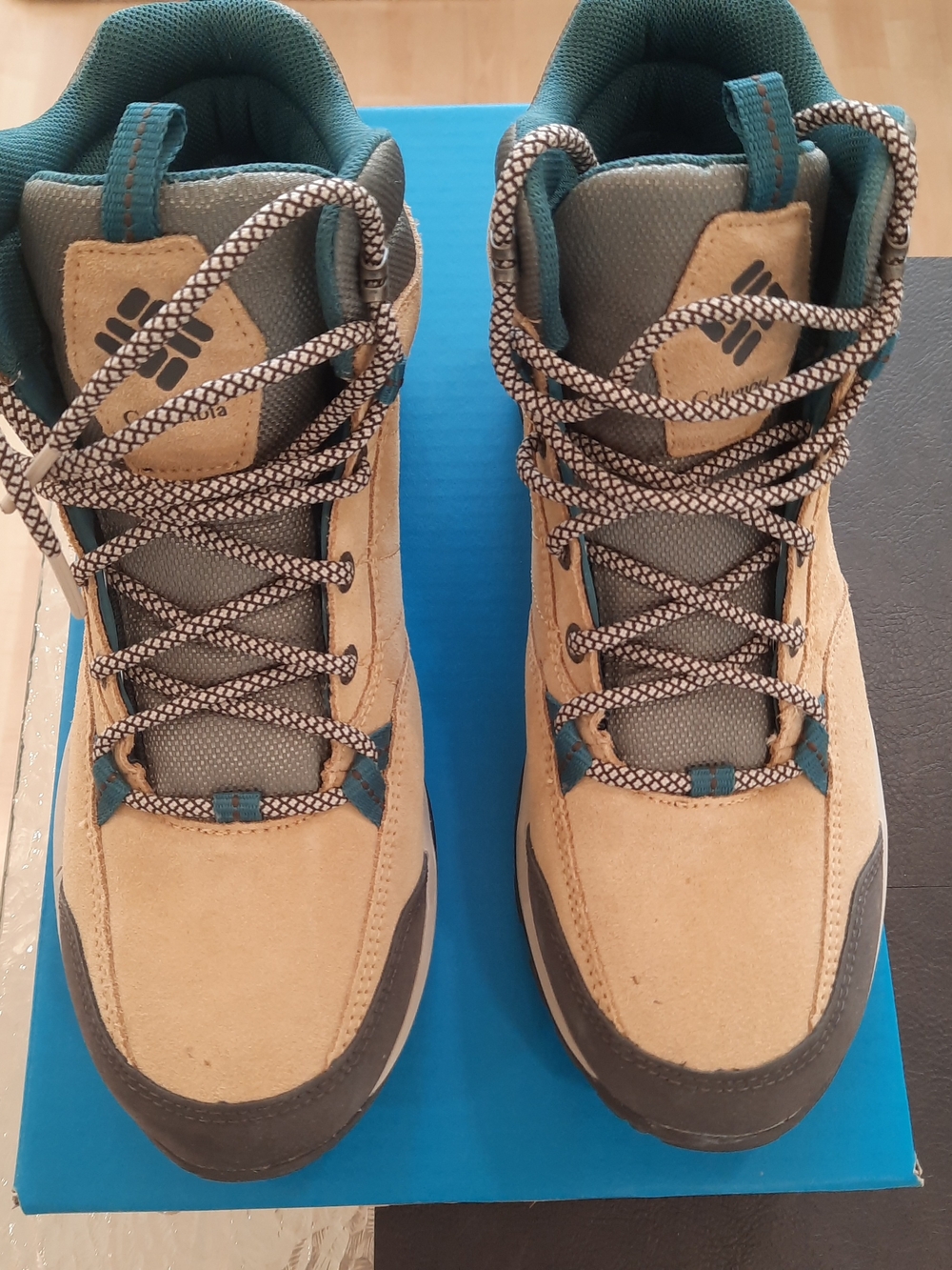 Columbia Tan and Teal Womens Waterproof Hiking Boots